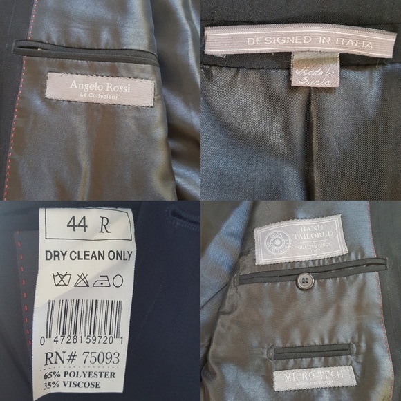 Angelo Rossi Black Stripe Sport Coat Blazer Jacket Shacket 44R - Picture 7 of 8